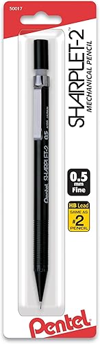 Pentel Sharplet-2 - Portaminas automáticas (0.020 in), negro, 1 paquete (A125BP-K6)