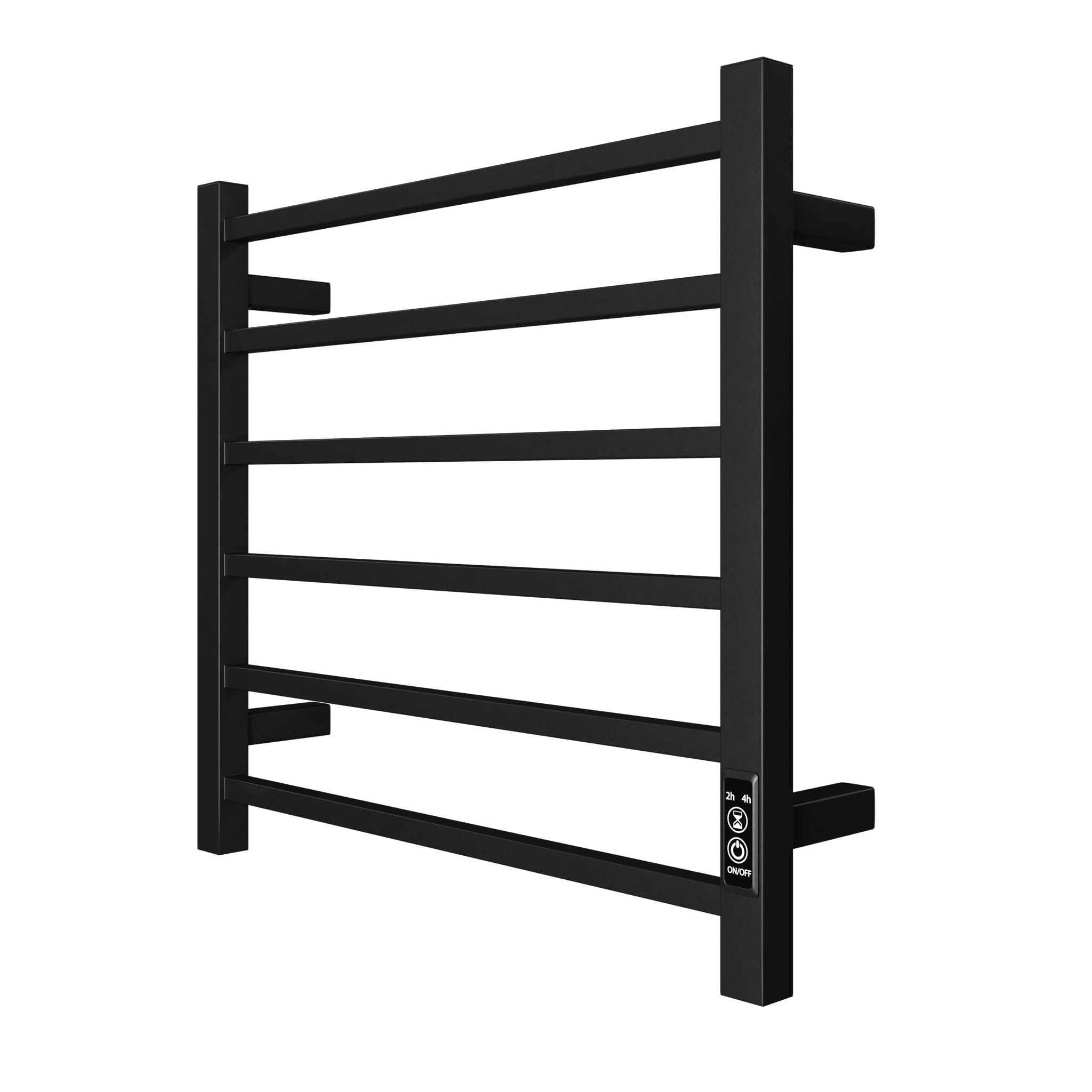VeroFree 6-bar Electric Heated Towel Rack – Wall Mount, Plug-in Bath Towel Warmer with Timer, Matt Black Finish – Warm & Cozy Towels Instantly
