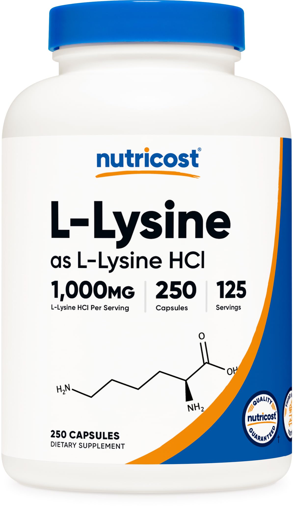 Nutricost L-Lysine 1 250 Cap Bottle