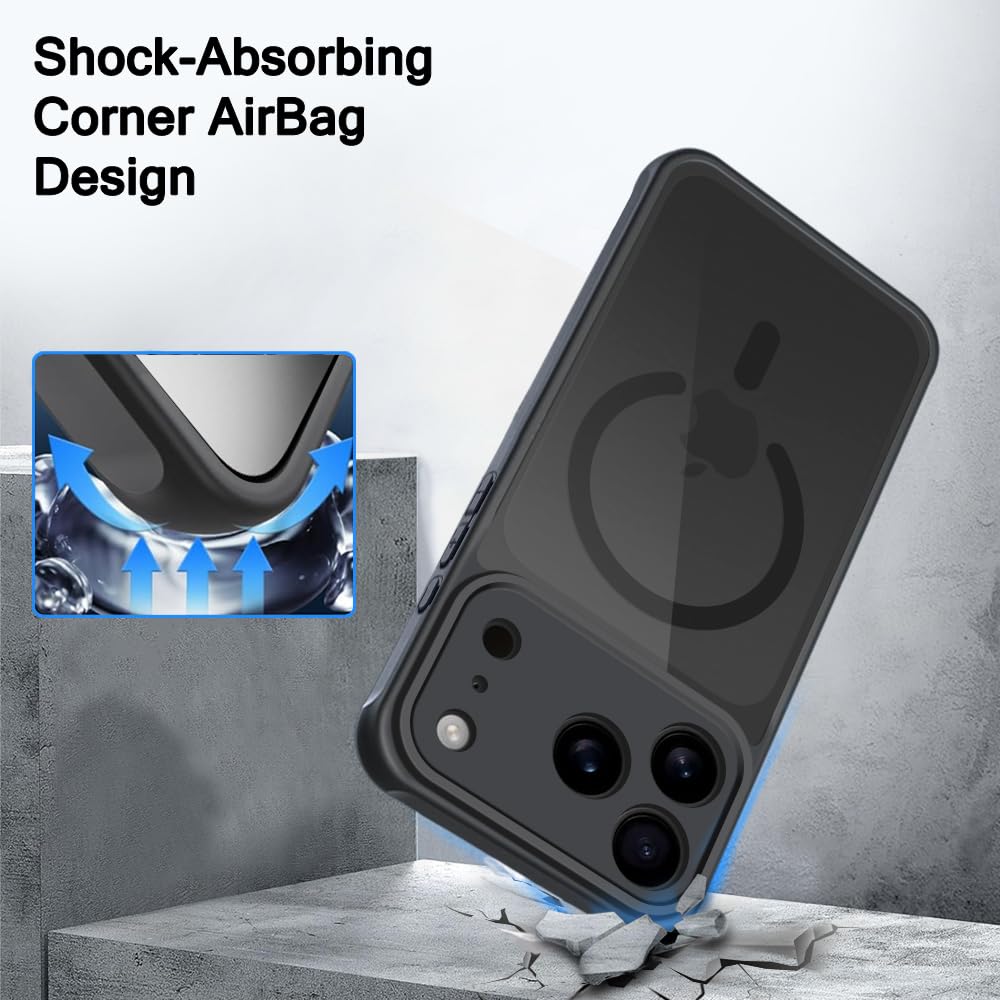 TheGiftKart for iPhone 17 Pro Max Case, Matte Frosted Hard Back Cover Compatible with MagSafe, Hybrid Shockproof iPhone 17 Pro Max Cover with Camera & Screen Protection (PC & TPU, Translucent Black) — Amazon image 3
