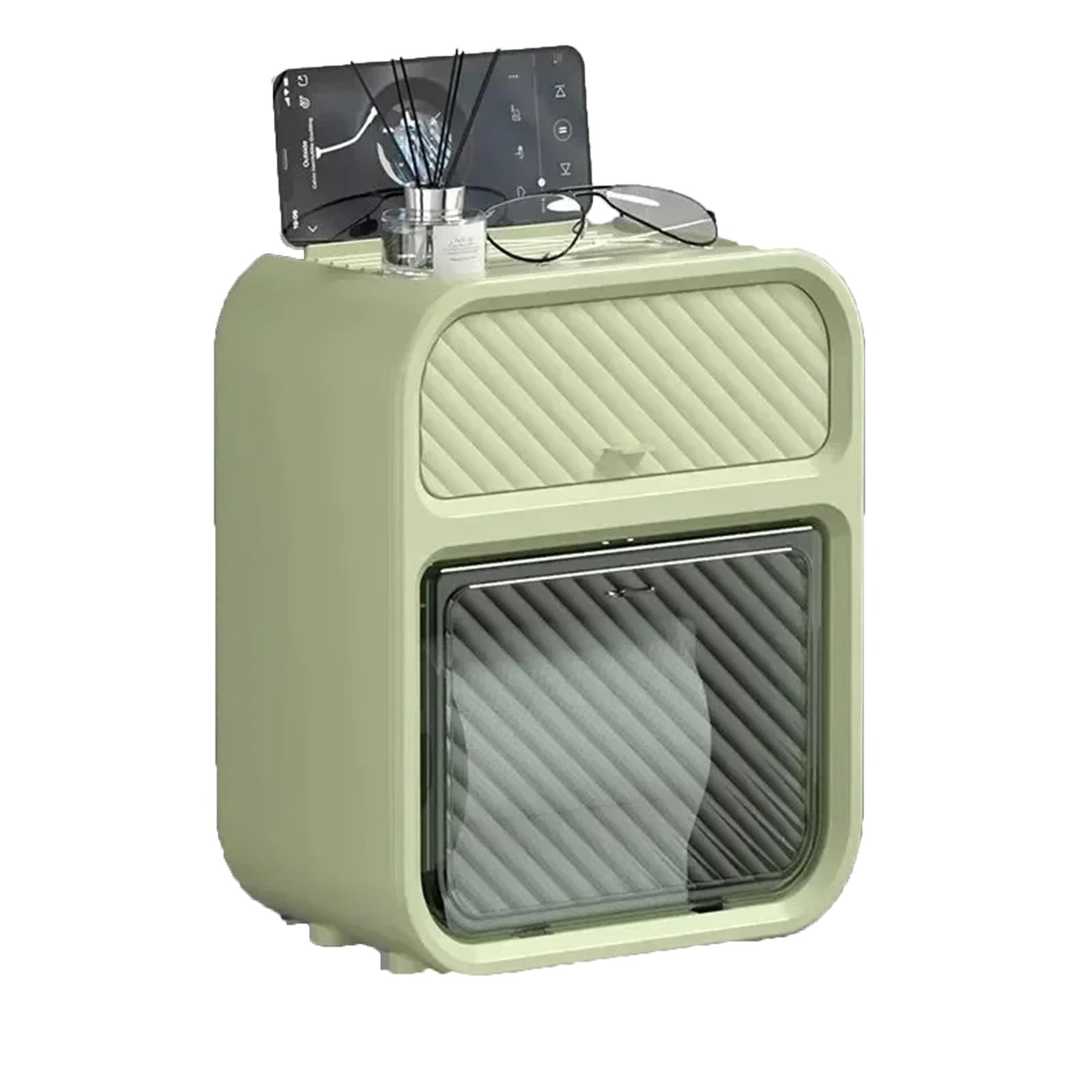 HHDOMLTH Toilet Paper Holder Storage, Wall Mount Waterproof Tissue Holder Shelf With Drawer, Waterproof Toilet Roll Holder, Multifold Paper Towel Dispenser For Bathroom, Kitchen(Green)