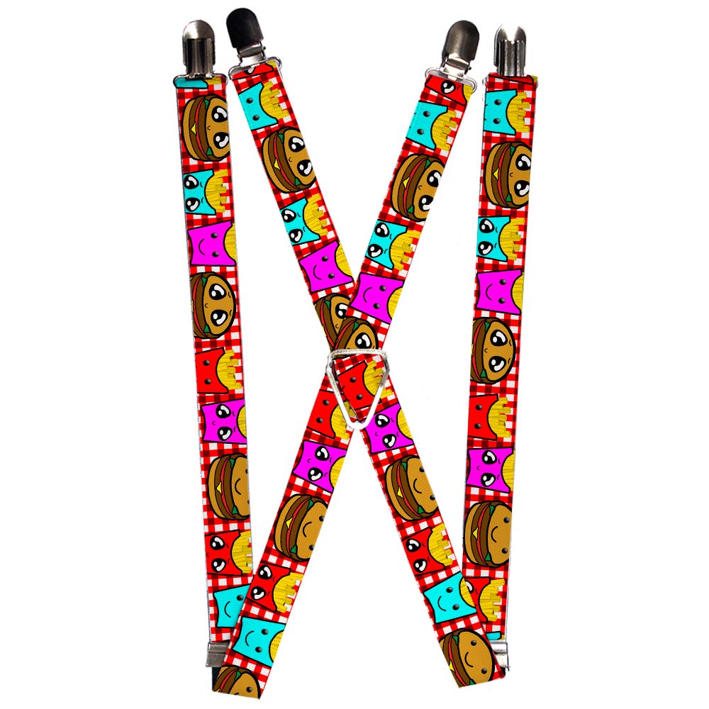 Buckle-Down Men's Suspender-Burger, Multicolor, One Size