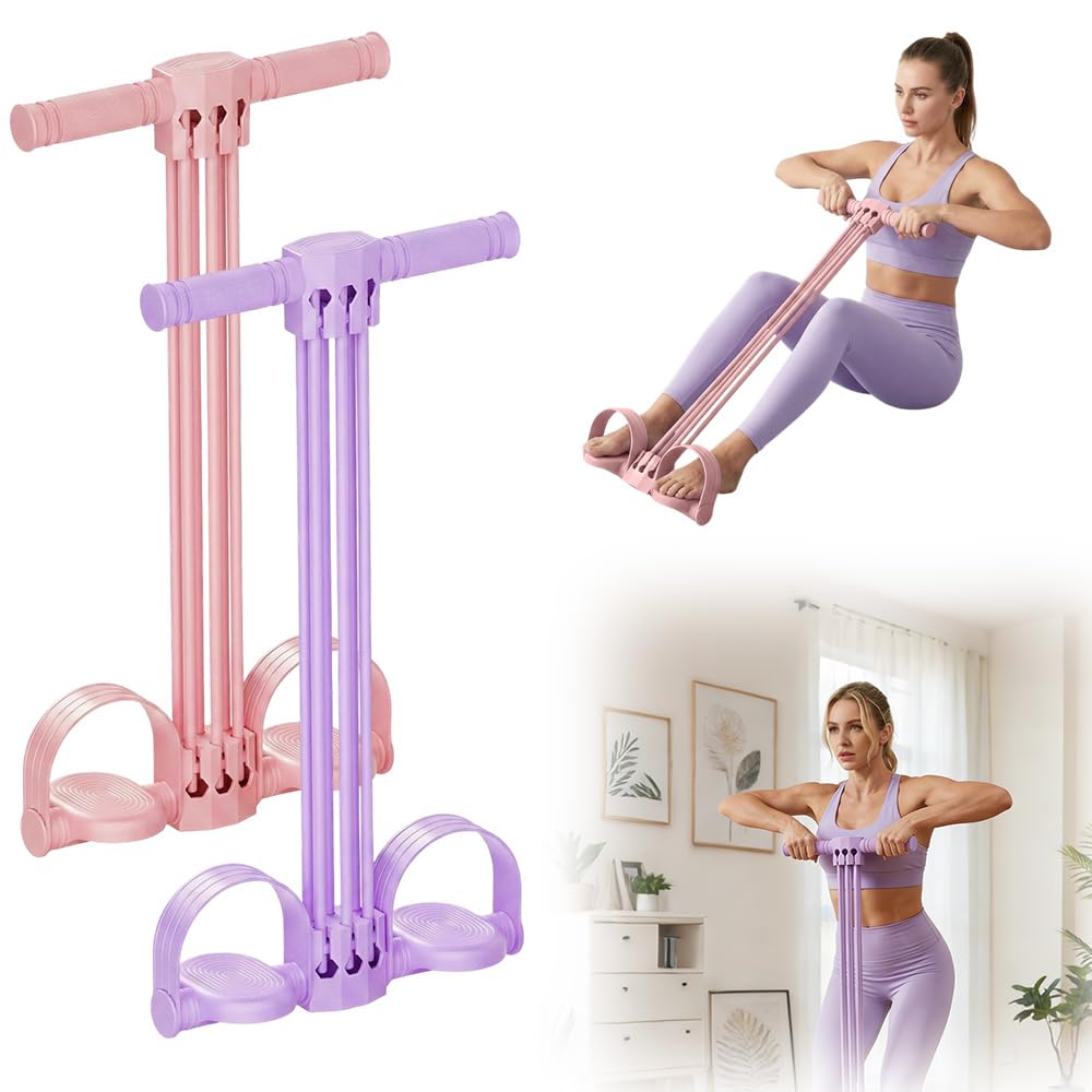 Pedal Resistance Bands With Handles, 2026 New Yoga Resistance Band, 6 Tube Pedal Ankle Puller, Sit Up Exercise Equipment For Full Body Workout, Home Gym Training, Weight Loss, Training (2PCS)