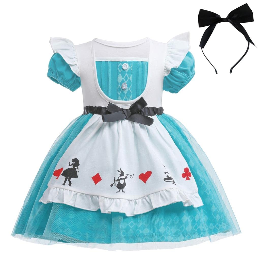 Lito Angels Alice in Wonderland Princess Fancy Tulle Dress Costume with White Apron and Hair Hoop for Baby Girls Age 12-18 Months