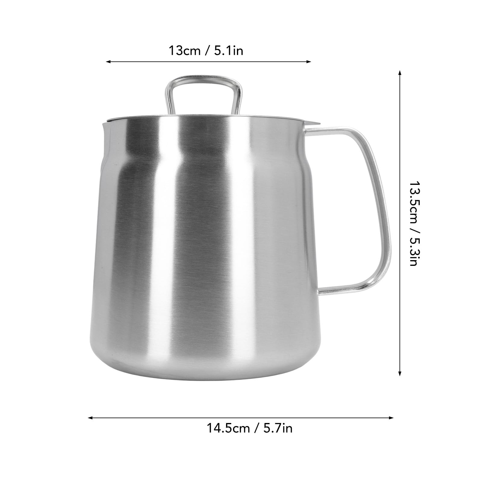 Pot de Filtre à Huile en Acier Inoxydable, Poêle à Friteuse de Grande capacité avec Panier Filtrant et Poignée, Conception Ergonomique pour un Versement Facile et une Longue (1.5L)