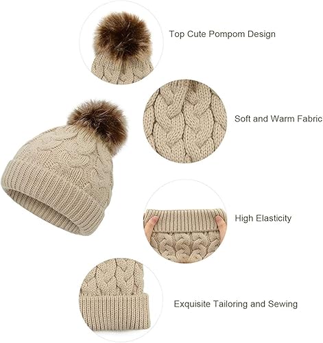 Miniatura 6 de Zando Gorro de invierno para bebé gorro de punto grueso para bebé gorro cálido con pompón gorro para bebé gorro de esquí para recién nacidos gorros