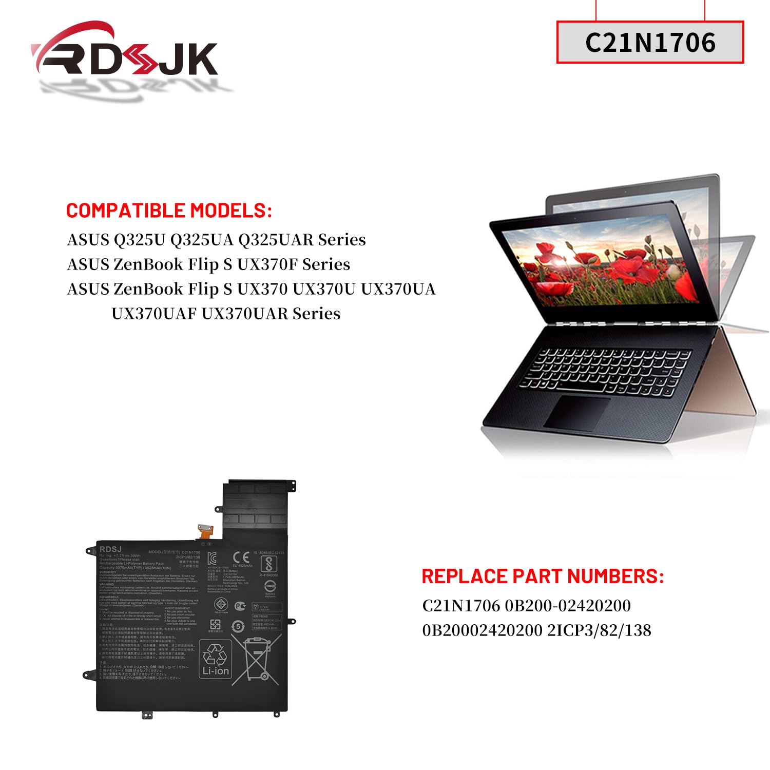 Amazon.com: C21N1706 Laptop Battery for Asus ZenBook Flip S UX370 
