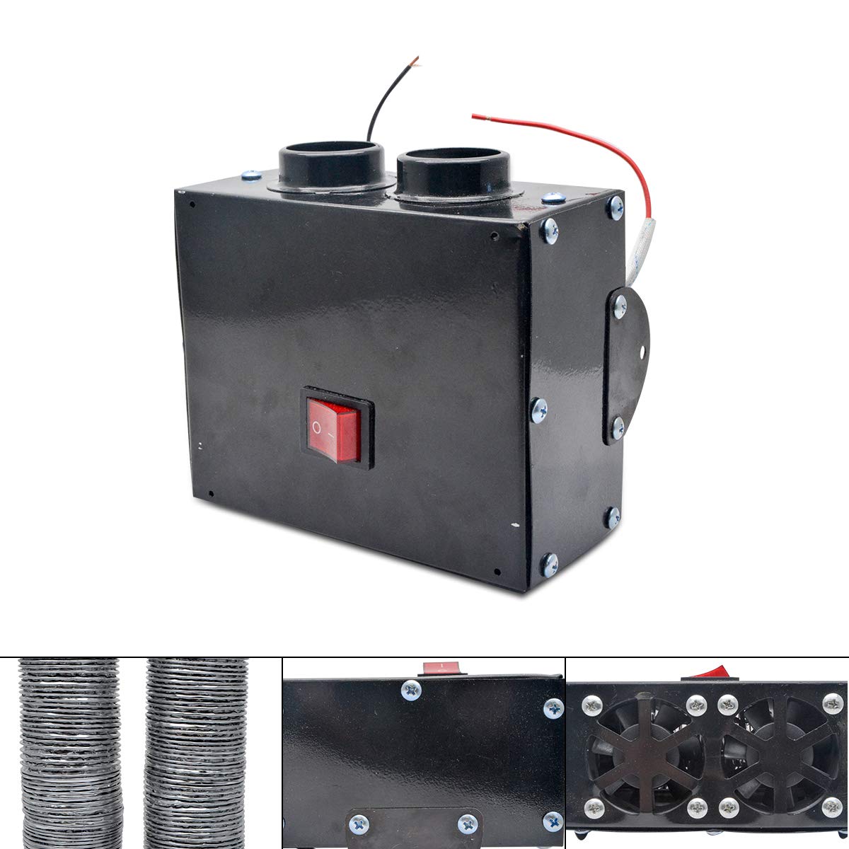 12V 400-600W Auto Heizlüfter Defroster, Baceyong Anti-Fog Heizung Mini-Autoheizung, Windschutzscheibe Demister Fenster Lüfter, Auto Winter Windschutz Demister, Geringes Rauschen 2 Ports Warmlüfter
