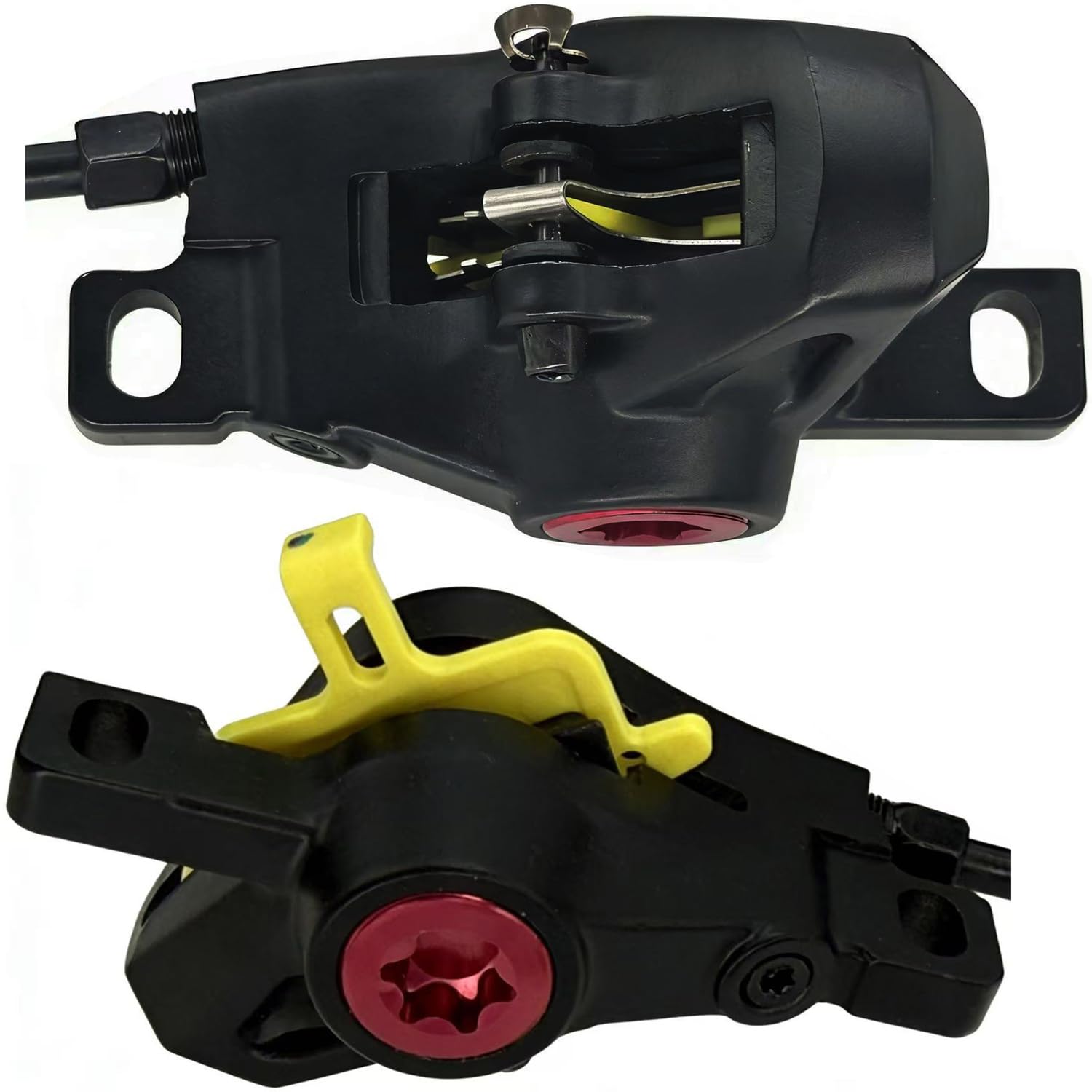 Hydraulisches Scheibenbremsen-Set mit 160-mm-Rotoren, für Mountainbike, E-Bike, Fatbike, Rennrad (rechte Vorderbremse und linke Hinterradbremse) (Schwarz 2)