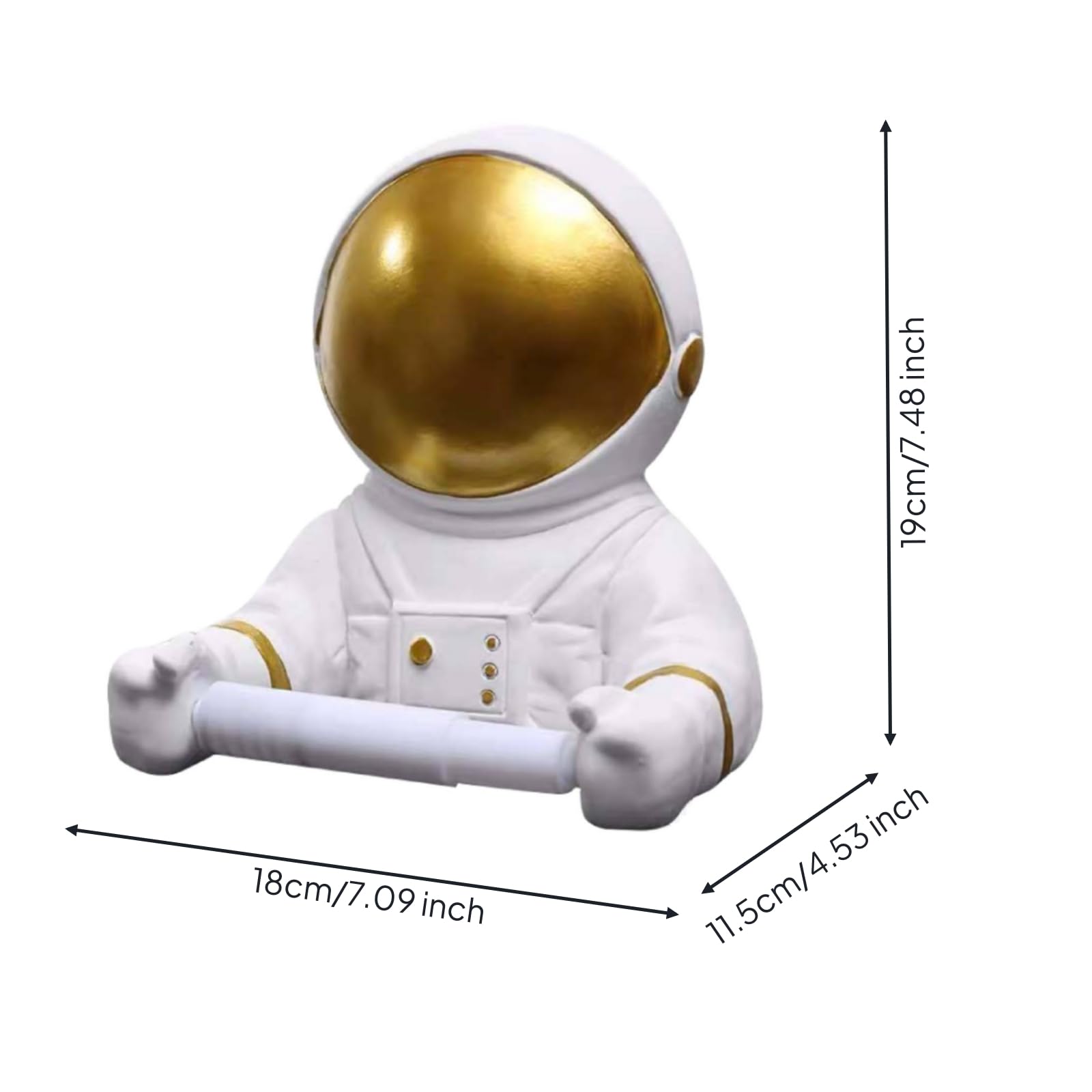 Qianly Dispenser Carta Igienica Cosmonauta Decorativo e Funzionale Statuetta Cosmonauta Portarotolo Design Creativo per Bagno, Ristorante, Oro