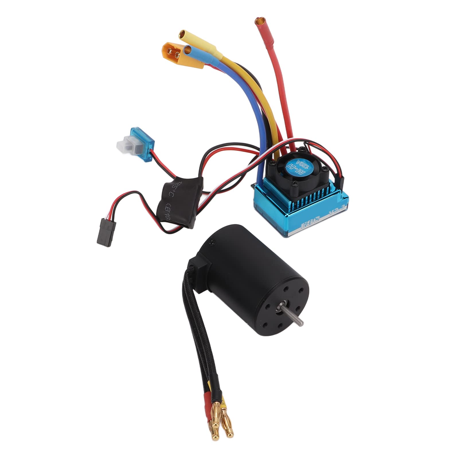 Cuifati Zestaw Silnika Bezszczotkowego 3100KV i Regulatora 120A, | Zestaw do modernizacji samochodu RC z wtyczką XT60, do samochodu RC 1/10 1/8, 2-4S Lipo