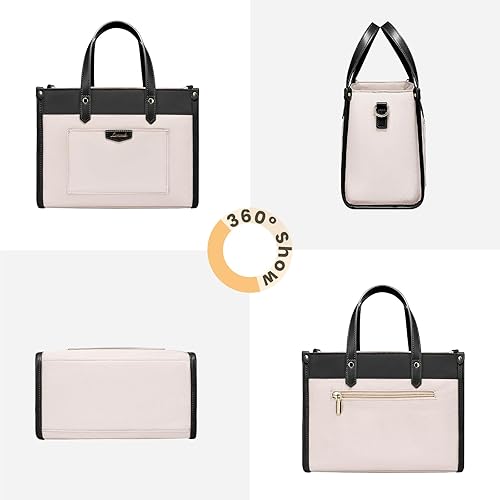 Miniatura 5 de LOVEVOOK Bolsa de almuerzo para mujer, bolsa de almuerzo aislada de gran capacidad para oficina, trabajo, picnic, playa, a la moda, beige y negro, S