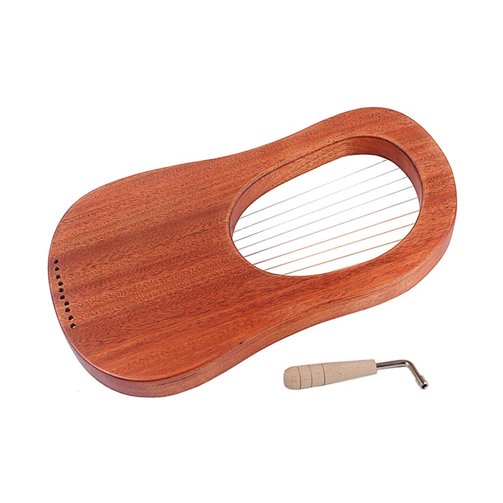 Alnicov Lyre harpe 10 cordes portable avec clé d'accord instrument de musique à cordes