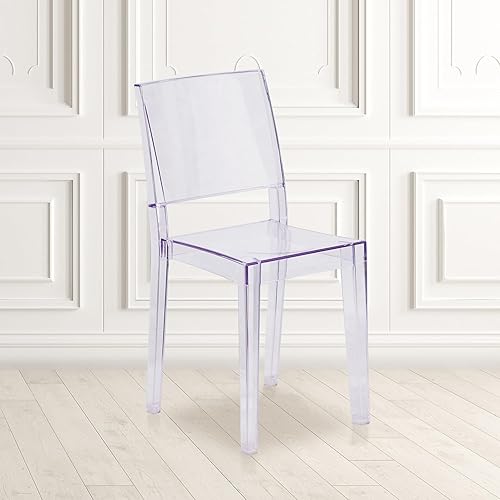 Miniatura 10 de Flash Furniture Phantom Series Silla lateral de apilamiento transparente