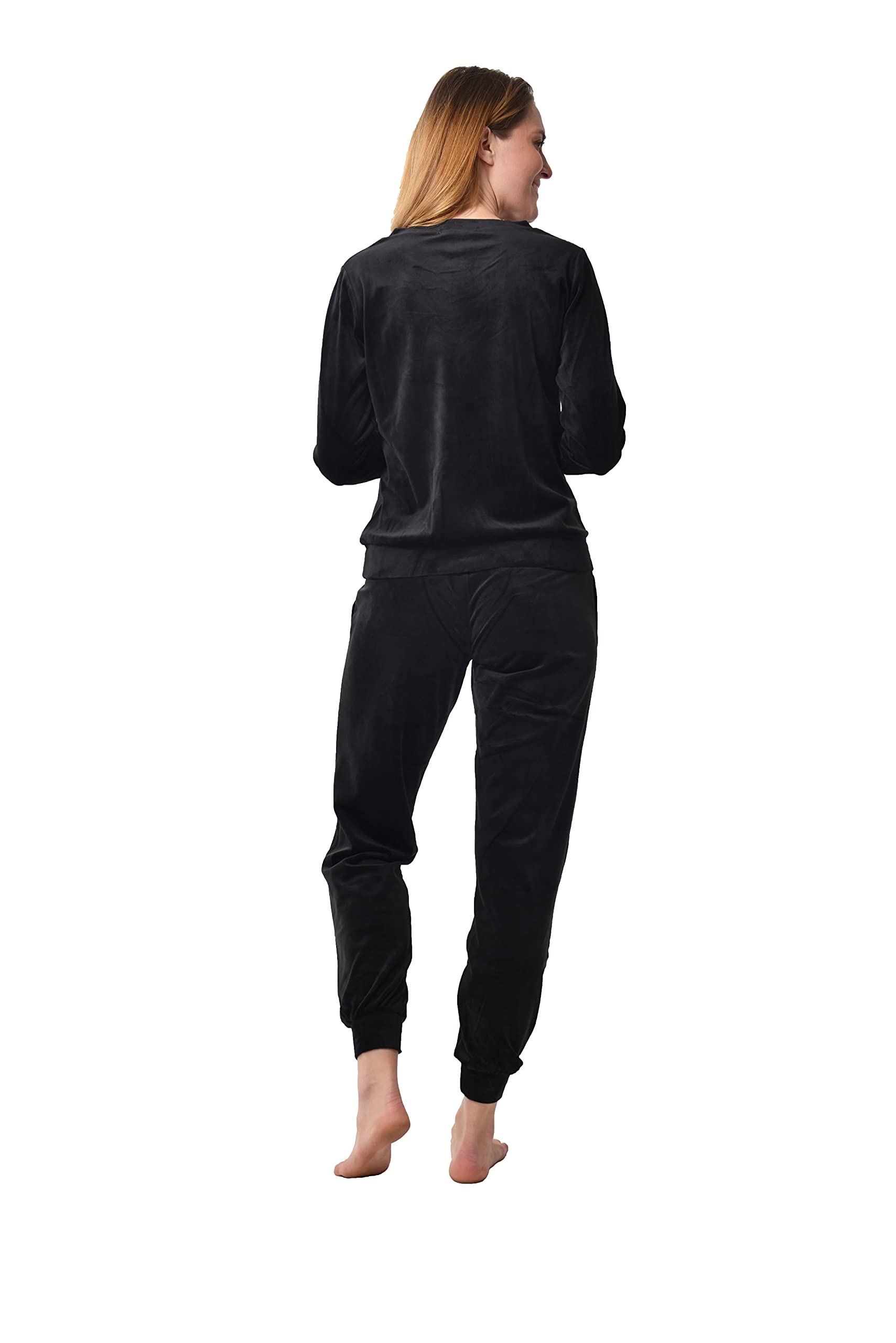 RAIKOU Femmes Sports Loisirs Cristal Velours Costume Cravate Strass À Manches Longues Cordon Poche Survêtement Jogging Costume Pyjamas Gym Chambre Jardin