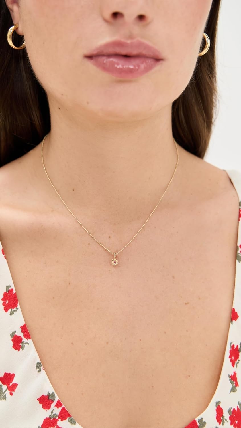Women's 14k In Bloom Birthstone Charm Necklace, Ruby, Gold, One Size - Image 3