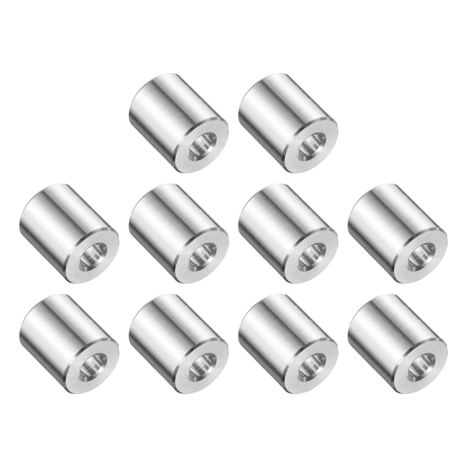 uxcell 10 Pcs Stainless Steel Spacer 1/4" Bore x 5/8" OD x 11/16" Length Screw Bushing Plain Finish Round Metal Spacer for 1/4" Screws Bolts and Rods