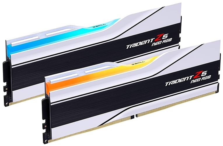 G.SKILL Trident Z5 Neo RGB Series (AMD Expo) DDR5 RAM 32GB (2x16GB) 6000MT/s CL28-36-36-96 1.40V Desktop Computer Memory UDIMM - Matte White (F5-6000J2836G16GX2-TZ5NRW)