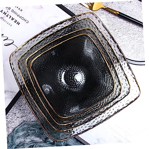 Garneck Elegant Gold Rimmed Glass Salad Bowl Square Serving Bowl for Fruit Snacks Parties