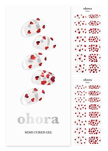ohora Tiras de uñas de gel semicuradas (N Be My Valentine), rango de tamaños extendidos, funciona con cualquier lámpara de uñas, calidad de salón,