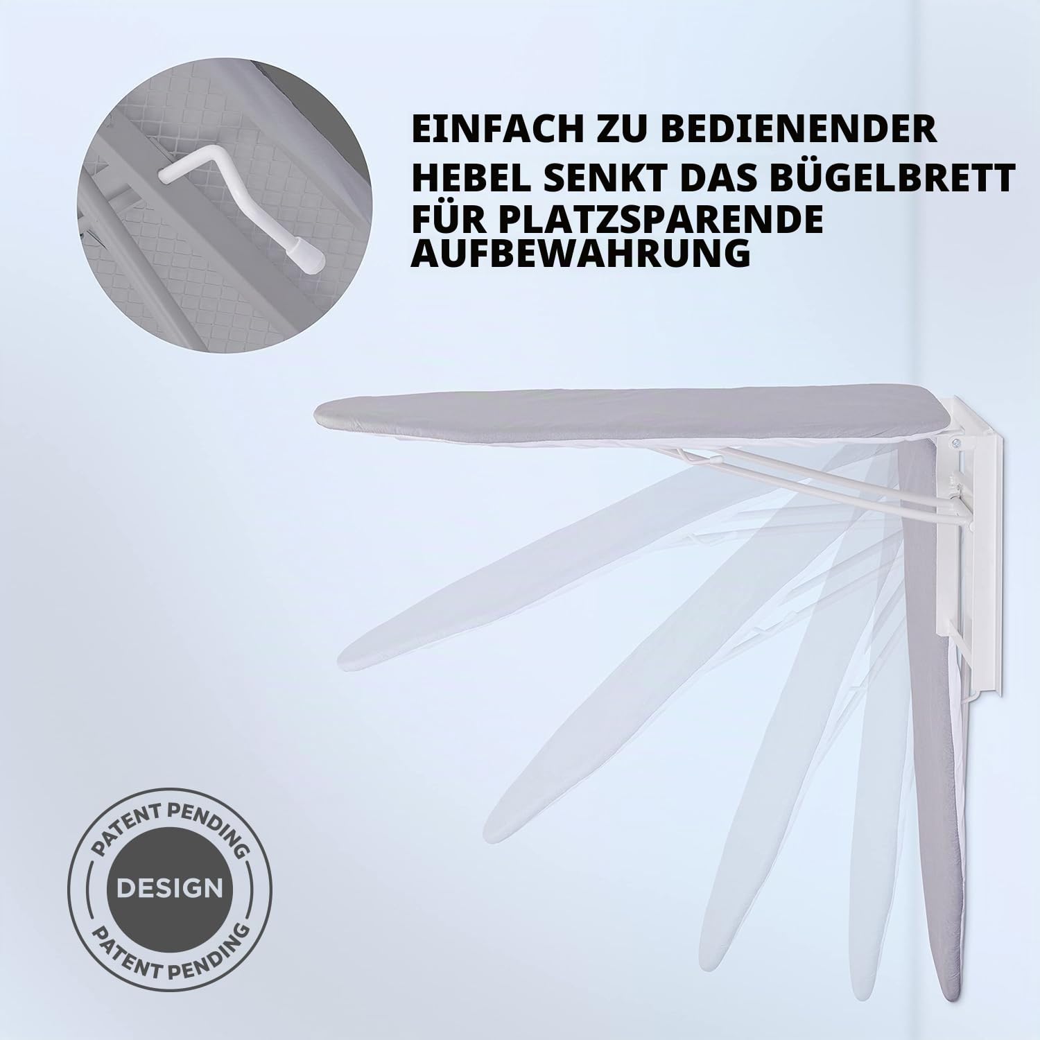 Ivation Wand-Bügelbrett mit Ablage, faltbar, 91,9 x 31 cm, herunterklappbare Bügelstation für Zuhause, Wohnung & Leicht zu lösende Hebel, Abnehmbarer Baumwollbezug & Schlafsäle, inklusive Beschläge