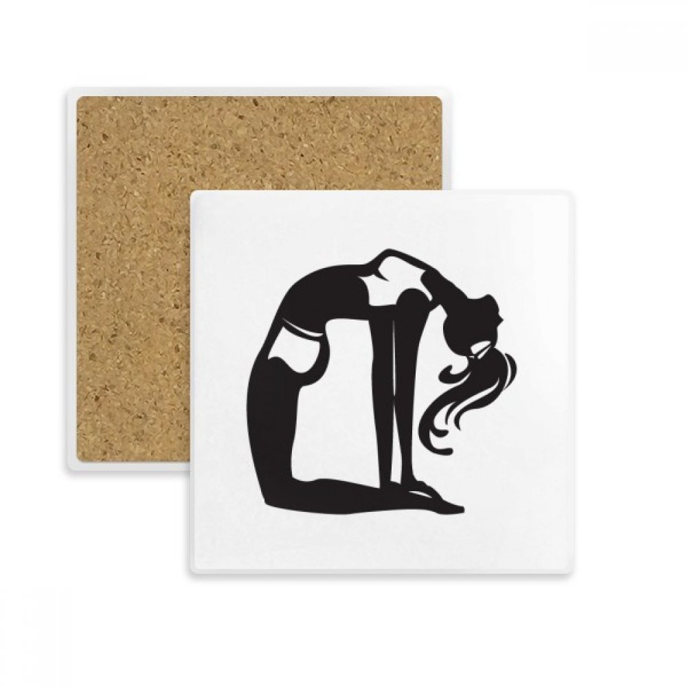Coaster absorbant fille de yoga en pierre carrée pour tasse