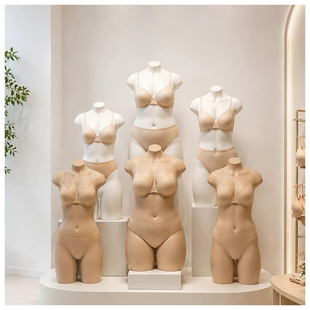 Plus Size Female Mannequin Torso , Realistic Curvy Half Body Mannequin For Lingerie, Bra & Underwear Display For Store Window & Plus Size Clothing Showcase(Beige-47cm)