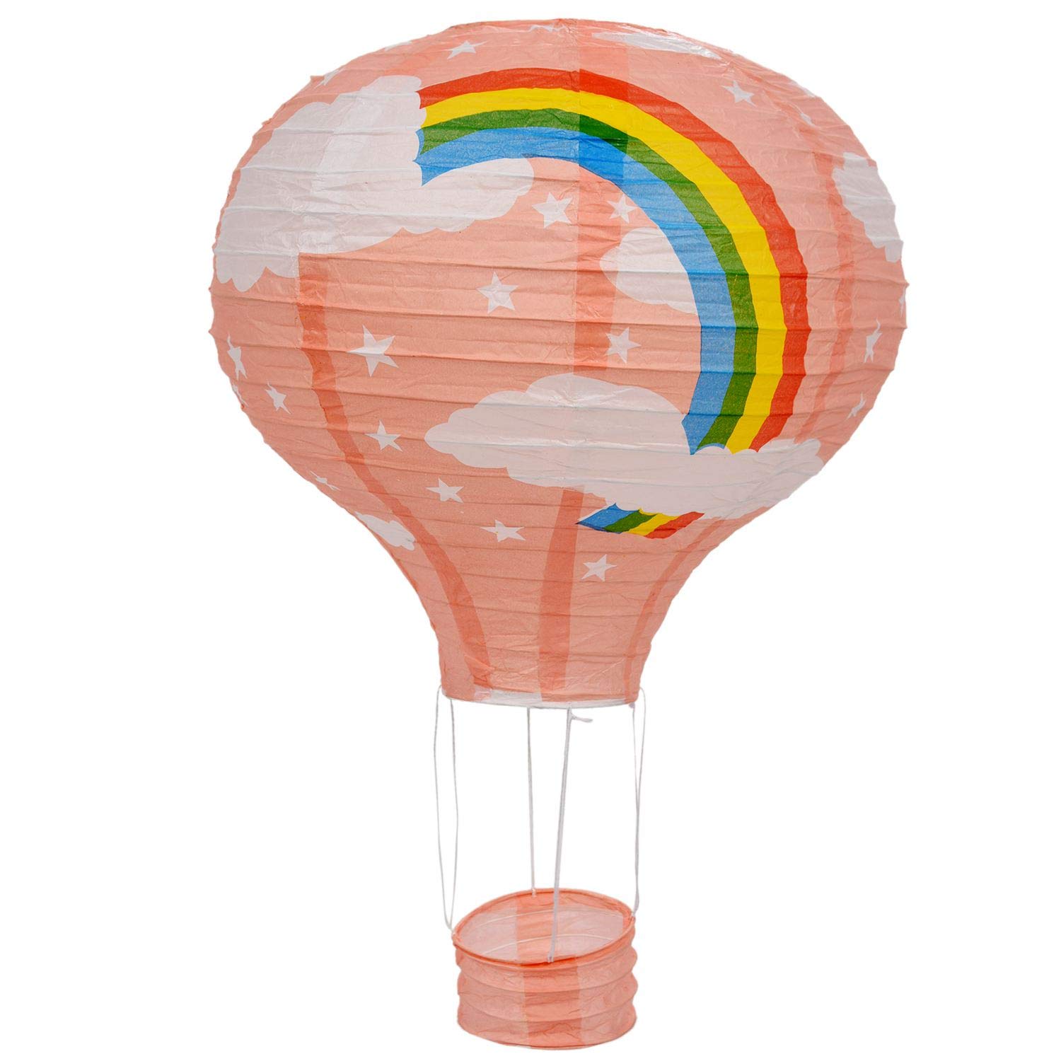Zunedhys 12inch Hot Balloon Paper Lantern Lampshade Ceiling Light Wedding, Pink Rainbow