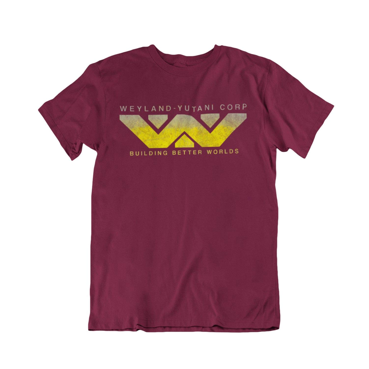 jonny cottonMovie Fan-Art - Weyland Yutani Corp - Mens Cult Film Inspired Organic Cotton T-Shirt (Small, Burgundy)