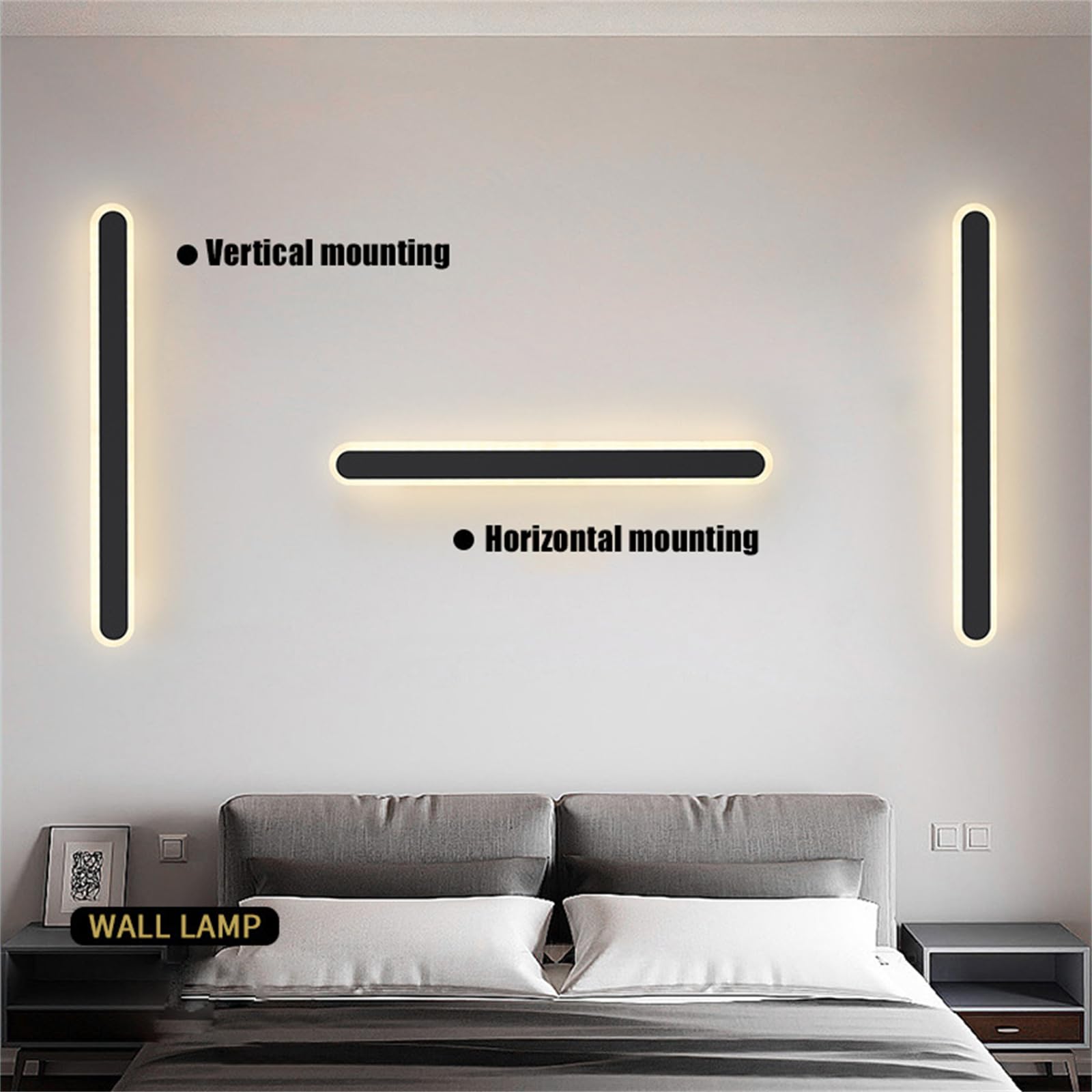 LED Innen Wandleuchte mit Hand Sensor Schalter Wandlampe USB Aufladbare Akku Betrieben Wandleuchten 120cm 2700K/4000K/6500K Wandbeleuchtung Moderne für Schrank Wohnzimmer Hotel (Neutral Licht,60cm)