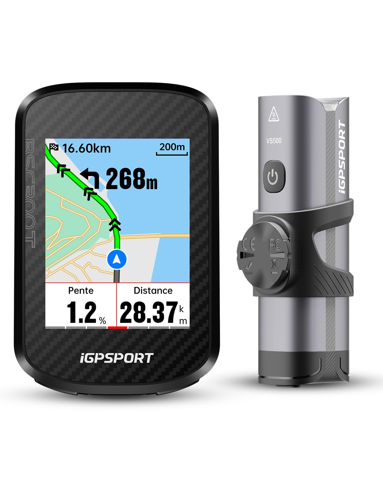 iGPSPORT BSC300T Compteur Velo sans Fil et 500 Lumens Lumiere Velo