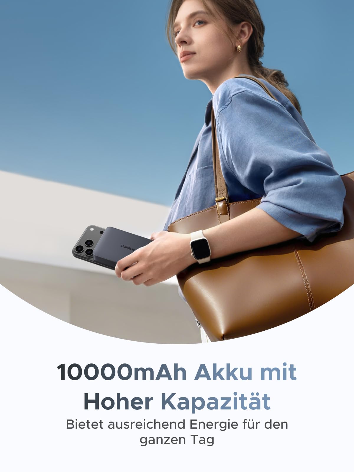 UGREEN MagFlow 10000mAh Qi2 25W Powerbank Magsafe mit USB-C 30W, (Grau) | Qi2 Zertifiziert, Integriertes Kabel, LED-Bildschirm, für iPhone 17-12, Temperaturschutz, für Reisen und den Weg zur Arbeit