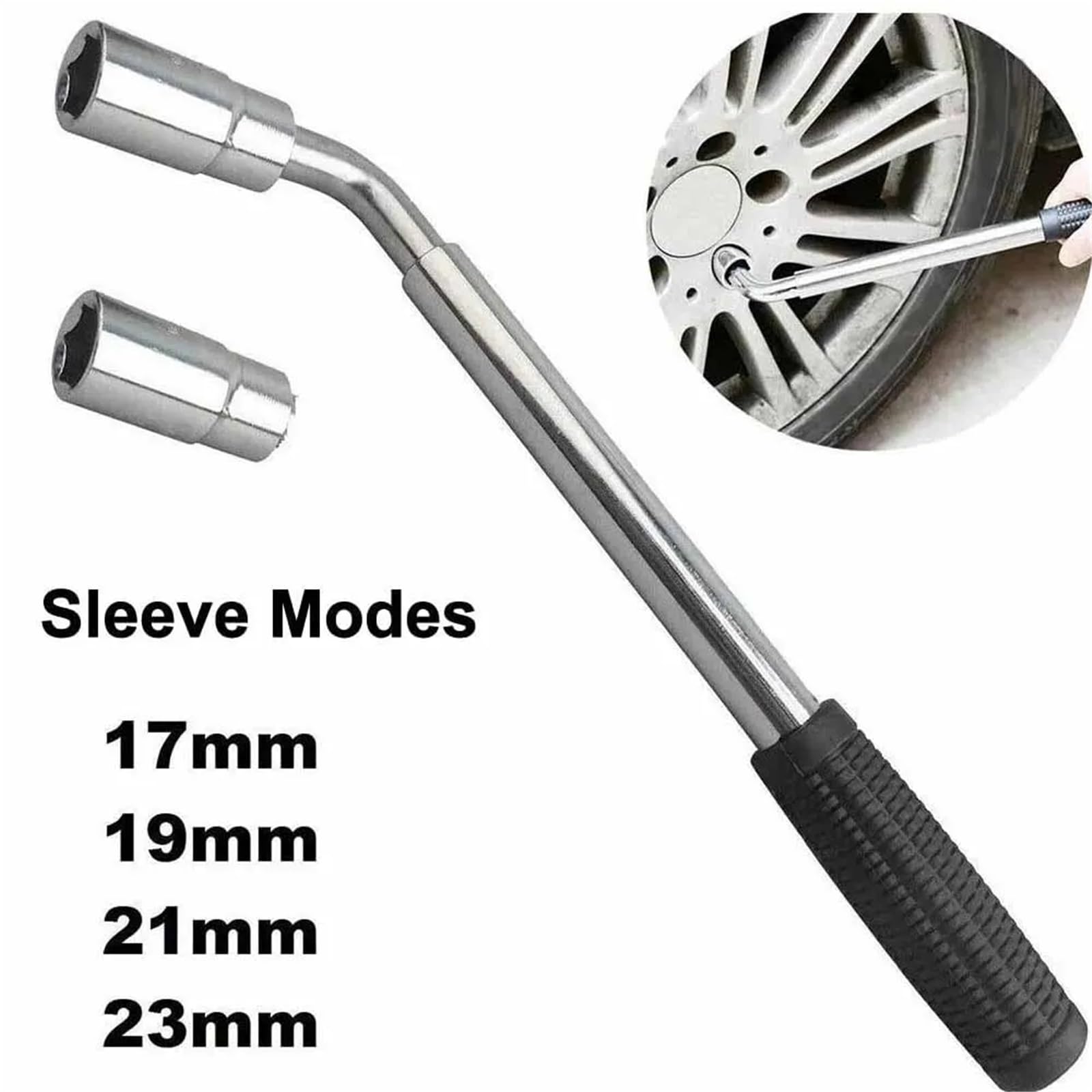 Ausziehbarer Radmutternschlüssel, Teleskop, mit Steckschlüssel, Reifenmutter, 17 mm, 19, 21, 23, for Autoreparaturwerkzeuge Standhahnschlüssel