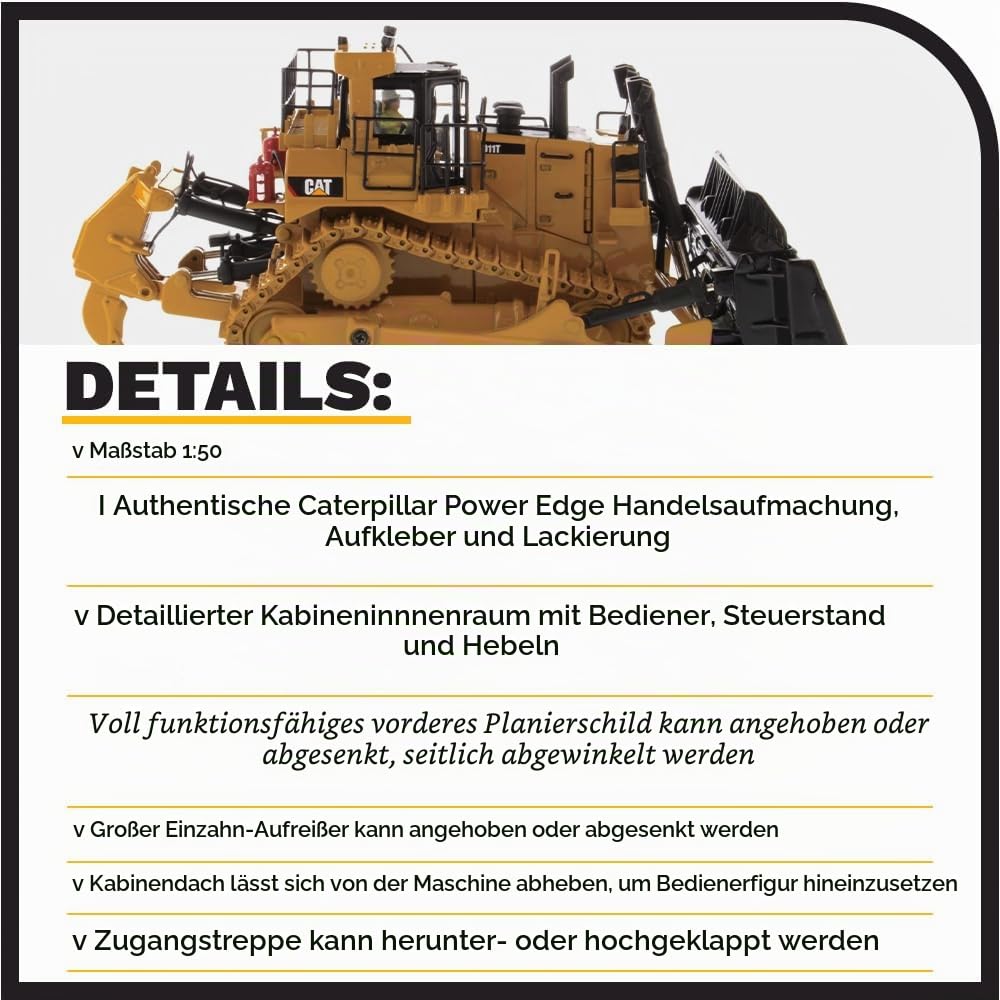 Diecast Masters Cat D11T Track Type Tractor 1:50 | In Blechdose, detailgetreuer CAT Kettendozer, ab 14 Jahren, für Sammler, 85565