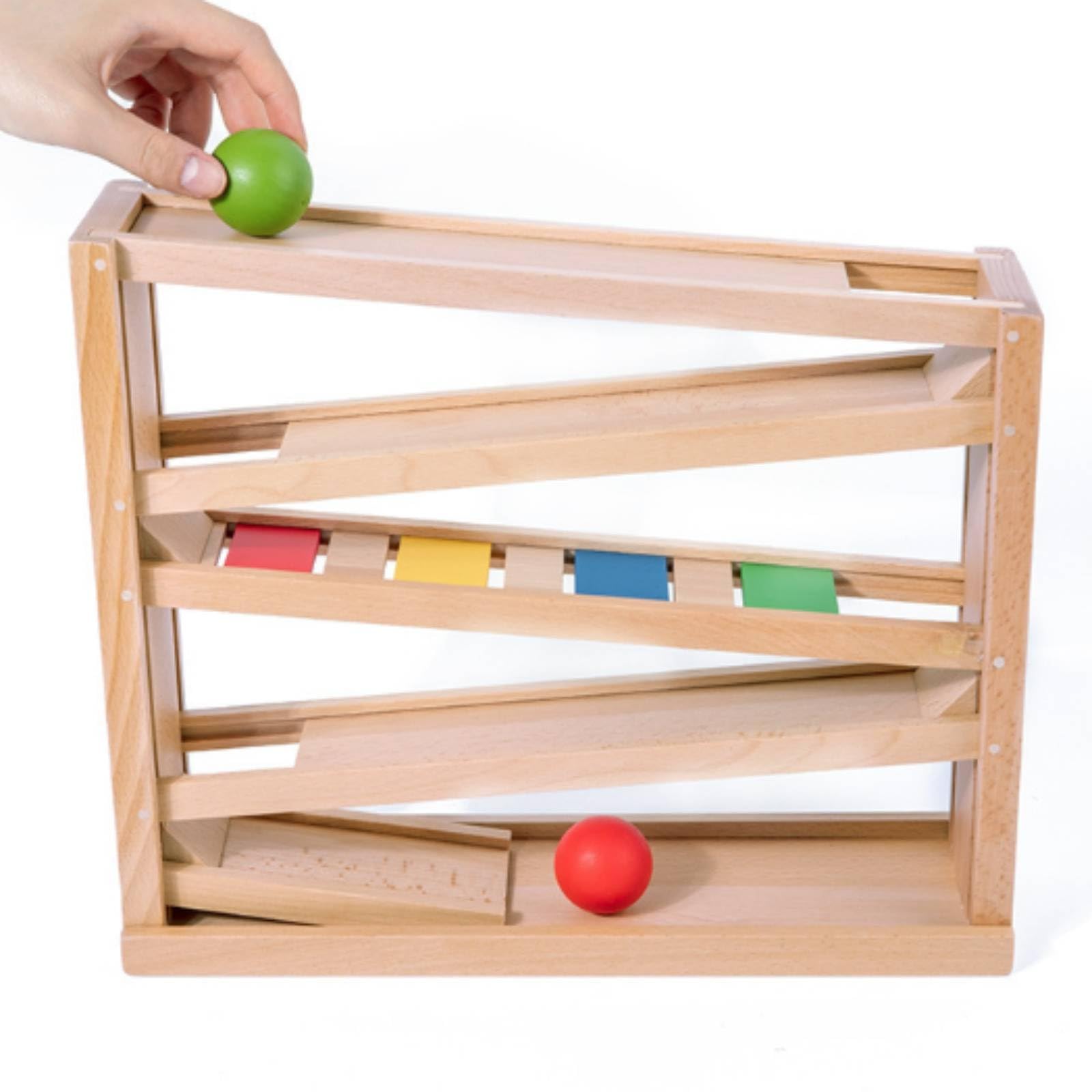 Kinder Sinnesbahn Holz Kugelbahn Auto-Rampe Spielzeug Beechholz Glatte Kanten Rechteckiger Rahmen Farbige Einsätze Fördert Aufmerksamkeit Und Feinmotorik für Kleinkinder Vorschule Kita
