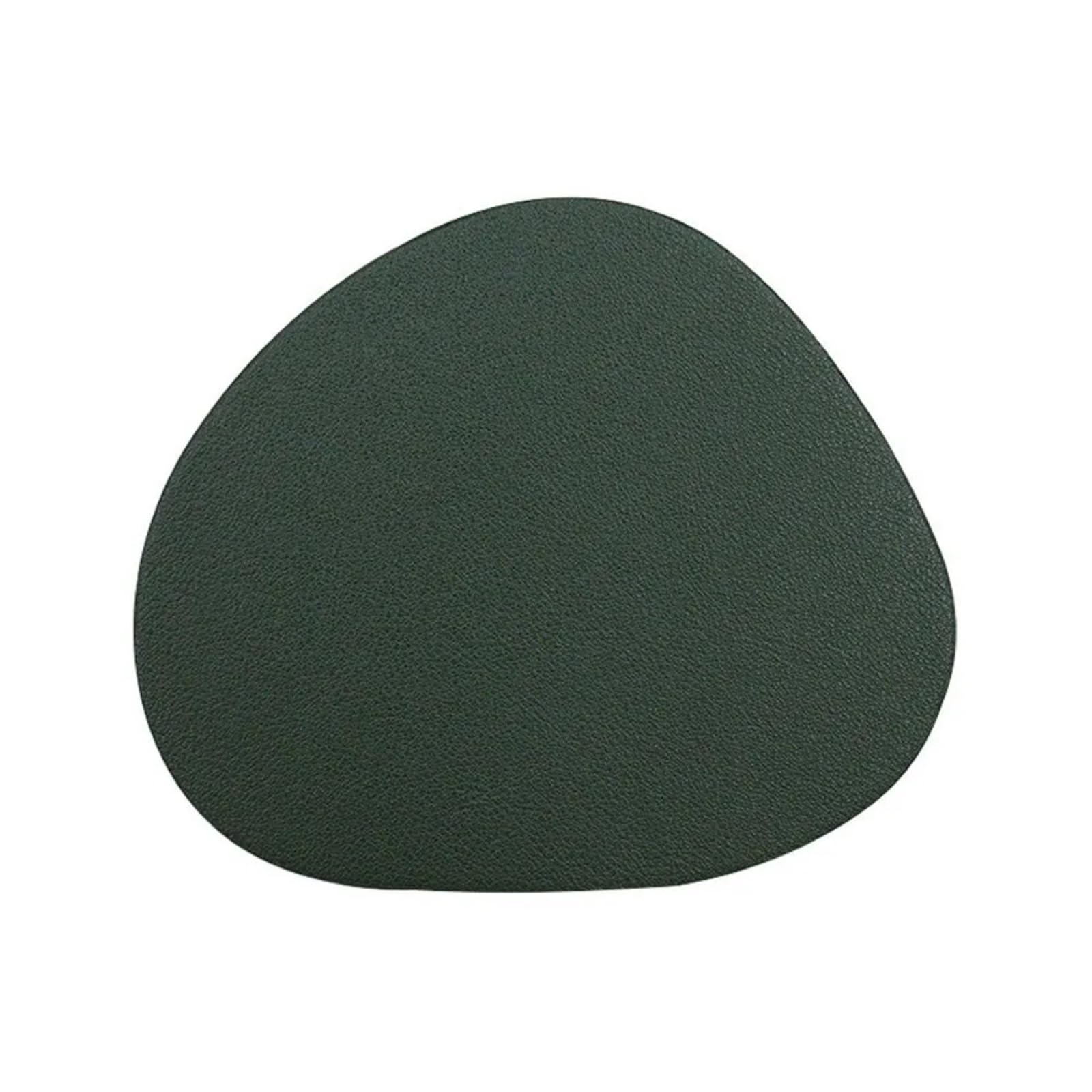Insulated Coasters 8pcs Creative Faux Leather Placemat Heat Resistant Irregular Coaster Washable Insulation Coffee Mat for Drinks Coffee Pads Beer Home Office(Dark Green)
