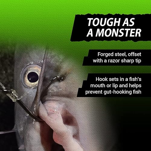Miniatura 4 de Ganchos pesados para bagre, ganchos circulares de pulpo desplazados, paquete de 25