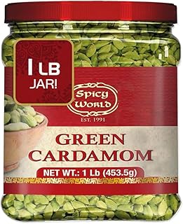 Spicy World Green Cardamom Pods 1 Pound Bulk Jar Pack - 16 Ounce - Natur...