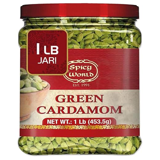 Spicy World Green Cardamom Pods 1 Pound Bulk Jar Pack - 16 Ounce - Natural Cardamon Spice