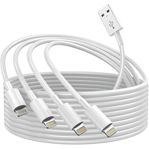 iPhone Charger 6ft 4Pack Apple Charging Cord [Apple Mfi Certified] Lightning Cable 6 Feet Long Cord,Fast iPhone Charging Cable for Apple iPhone 13 Pro Max/12 Mini/11/XR/Xs/X/8/7/6 Plus/5/iPad Air
