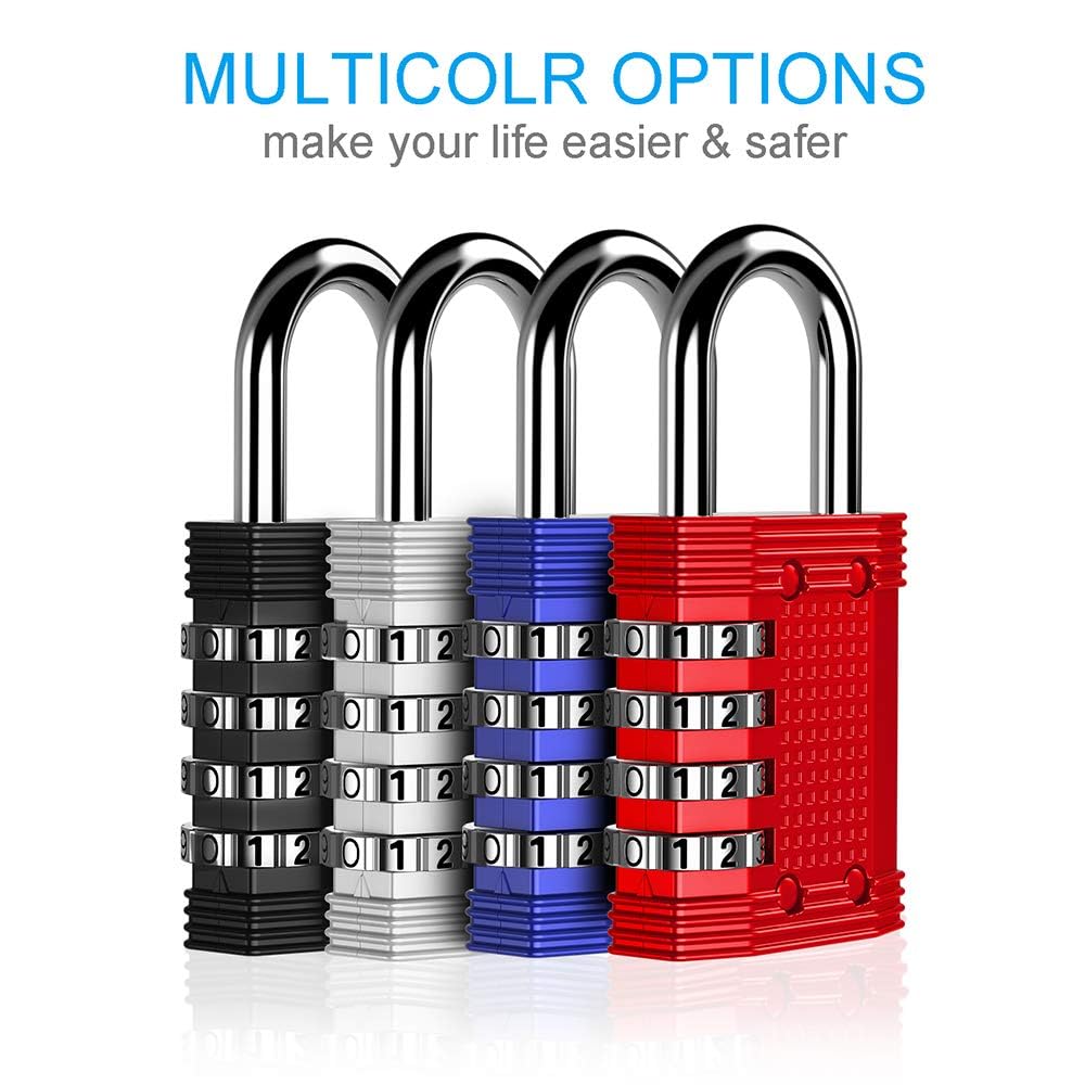 ZHEGE Gym Locker Lock Keyless, Resetable Combination Padlock (Red
