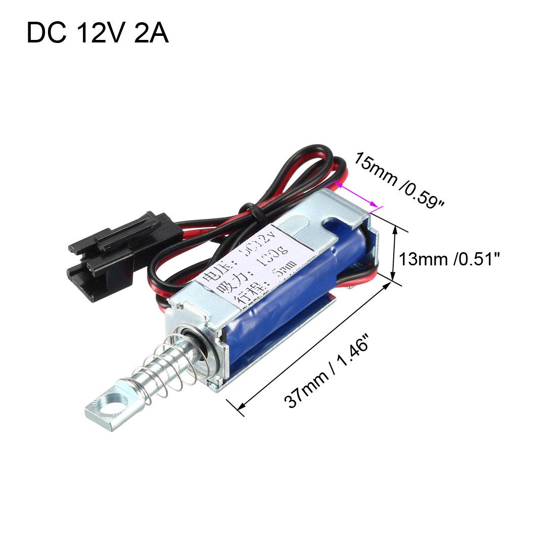 uxcell DC 12V 2A 5mm Electromagnetic Solenoid Lock Pull Type for Electirc Lock Cabinet Door Lock