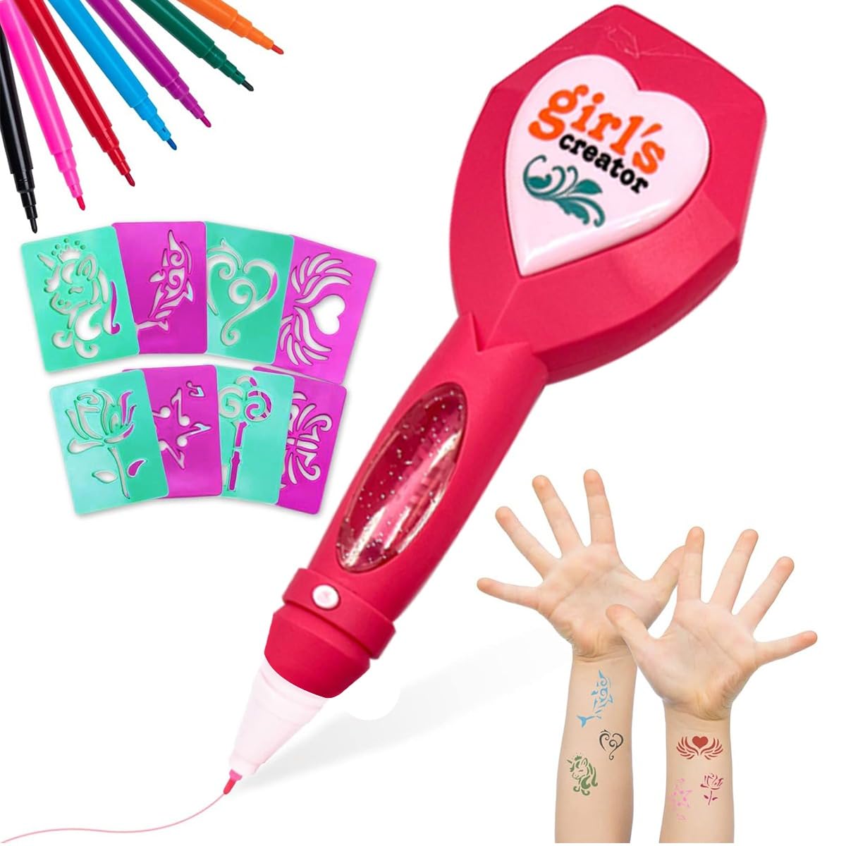 Temporary Tattoo Set for Girls & Boys, Creative Arts & Crafts Set Sketch and Tattoo Pen Set for Kids Aged 6-12, Perfect for Party Favors & Gifts, Educational Party Bags, Toy Garden Tattoo