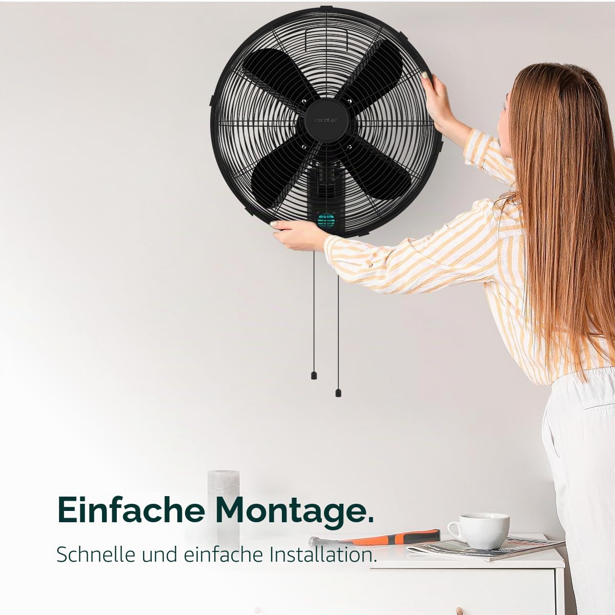Cecotec EnergySilence 4500 Power Wall Black Wandventilatoren 50W 30 cm 4 Klingen 3 Geschwindigkeiten