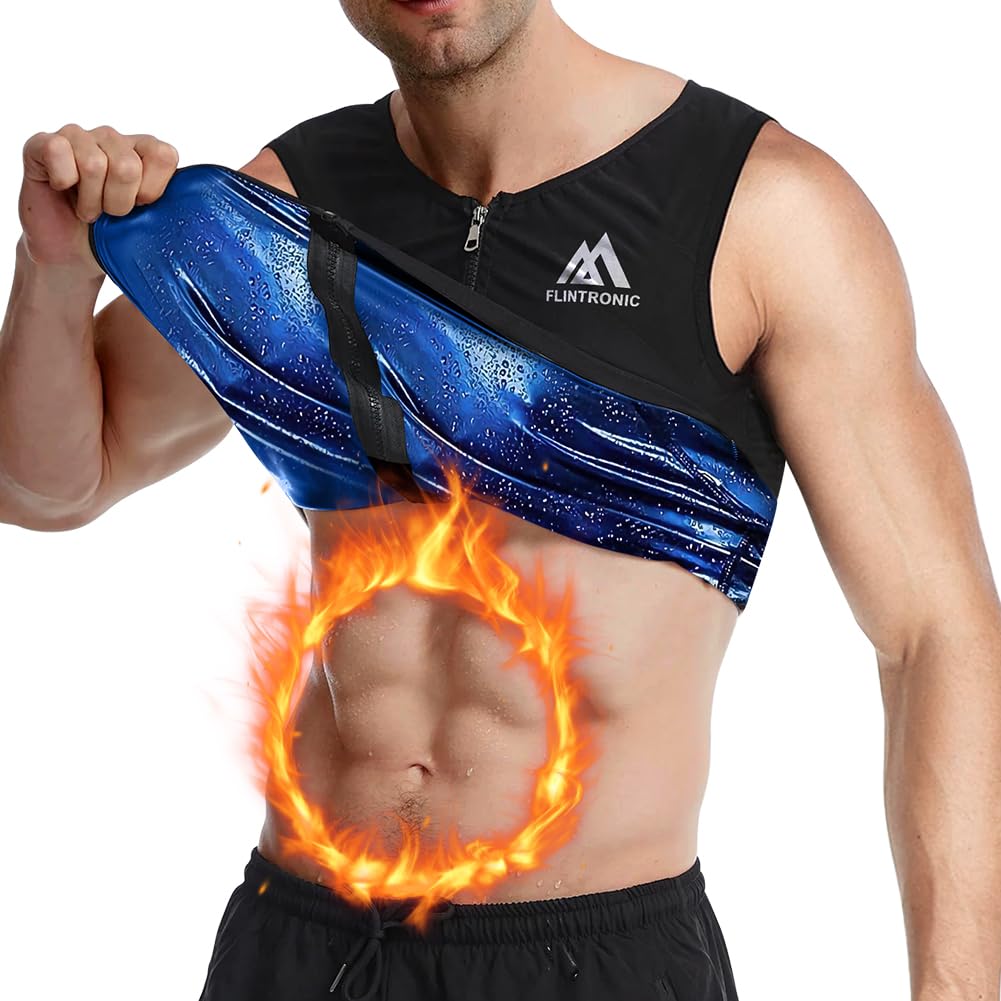 Flintronic Gilet Sauna Uomo Modellante la Sudorazione per Allenamento Fitness Sportivo Body Shaper