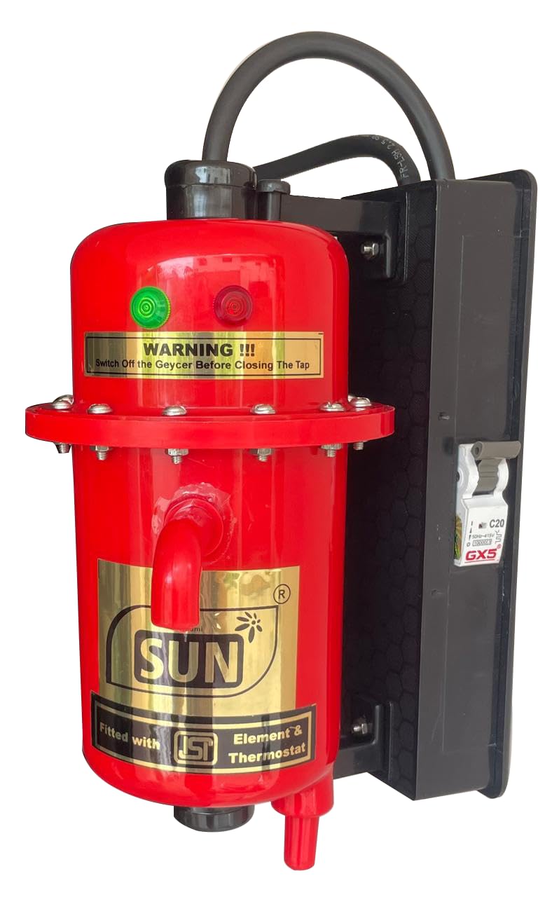 Abirami SUN MCB Model Hot Star Electric Instant Water Heater/Geyser - 1L | ISI Thermostat & Element | Shockproof, Faster Heating, Thermostat and Cut-Out & Safety Valve (3kW)-image-40