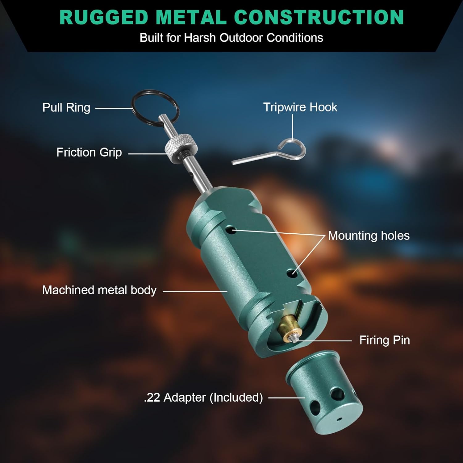 2-Pack Perimeter Trip Alarm Device - 360° Coverage Trip Wire Early Warning Security Alert System for Camping, Property & Farm - Instant Audible Deterrent, Easy Setup (12 Gauge Compatible)