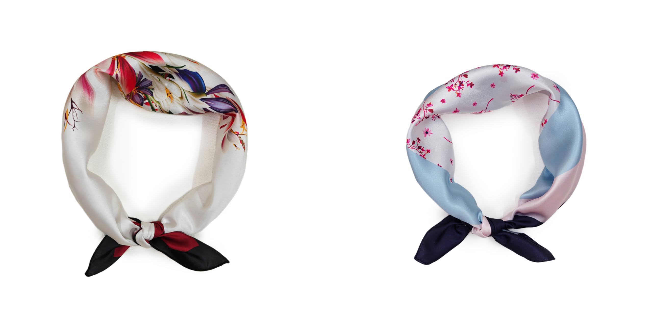 Satin Silk Small Square Scarf for Women, Printed Soft and Comfy Neck Head Tie Scarf Bandana (Quiet Elegance and Centre of Grace)