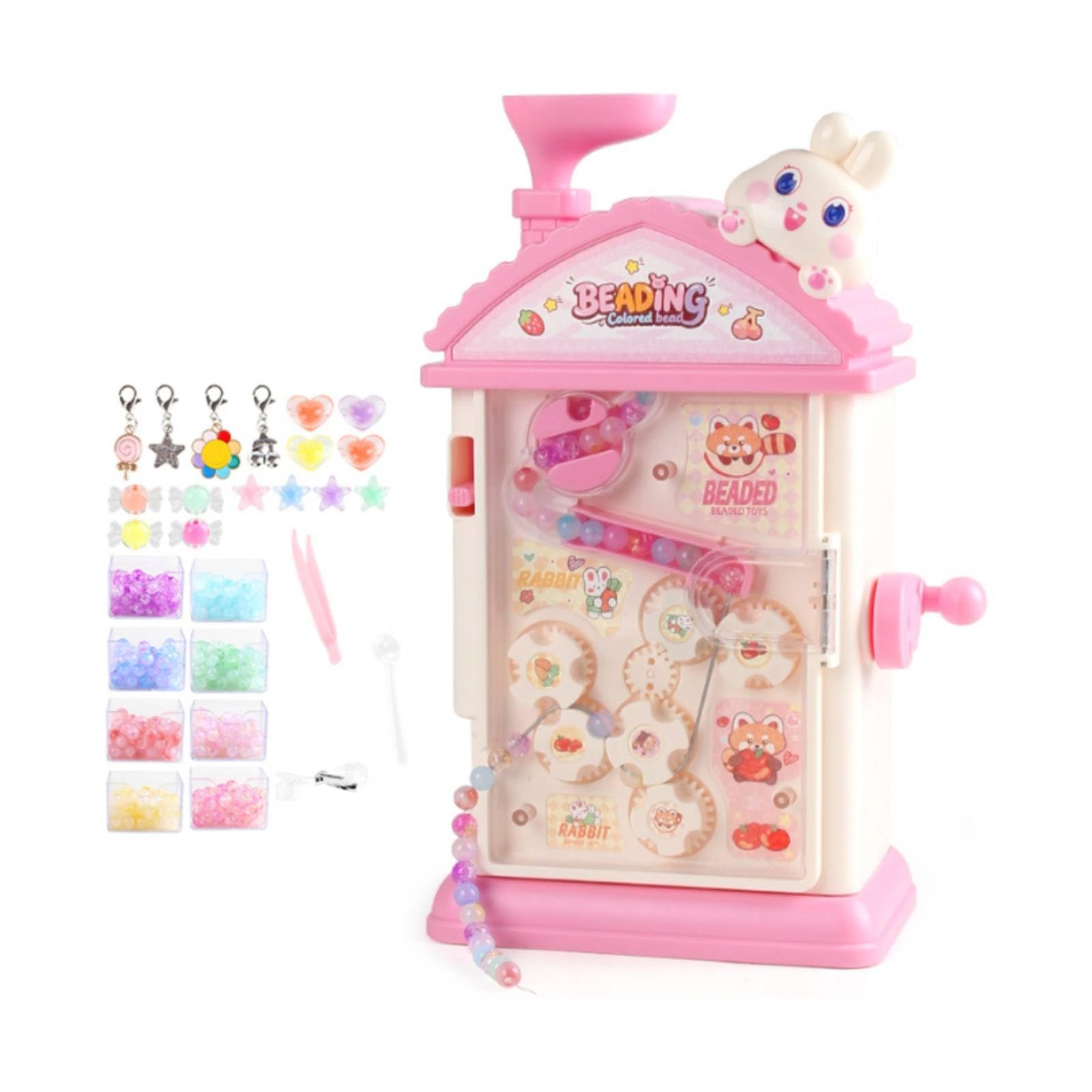 LeeQinersw Macchina per Perline per Bambini Giocattolo Manuale per Creare Braccialetti E Gioielli con Manovella Rotante per Ragazze E Ragazzi Adatta per Attività Creative E Regali