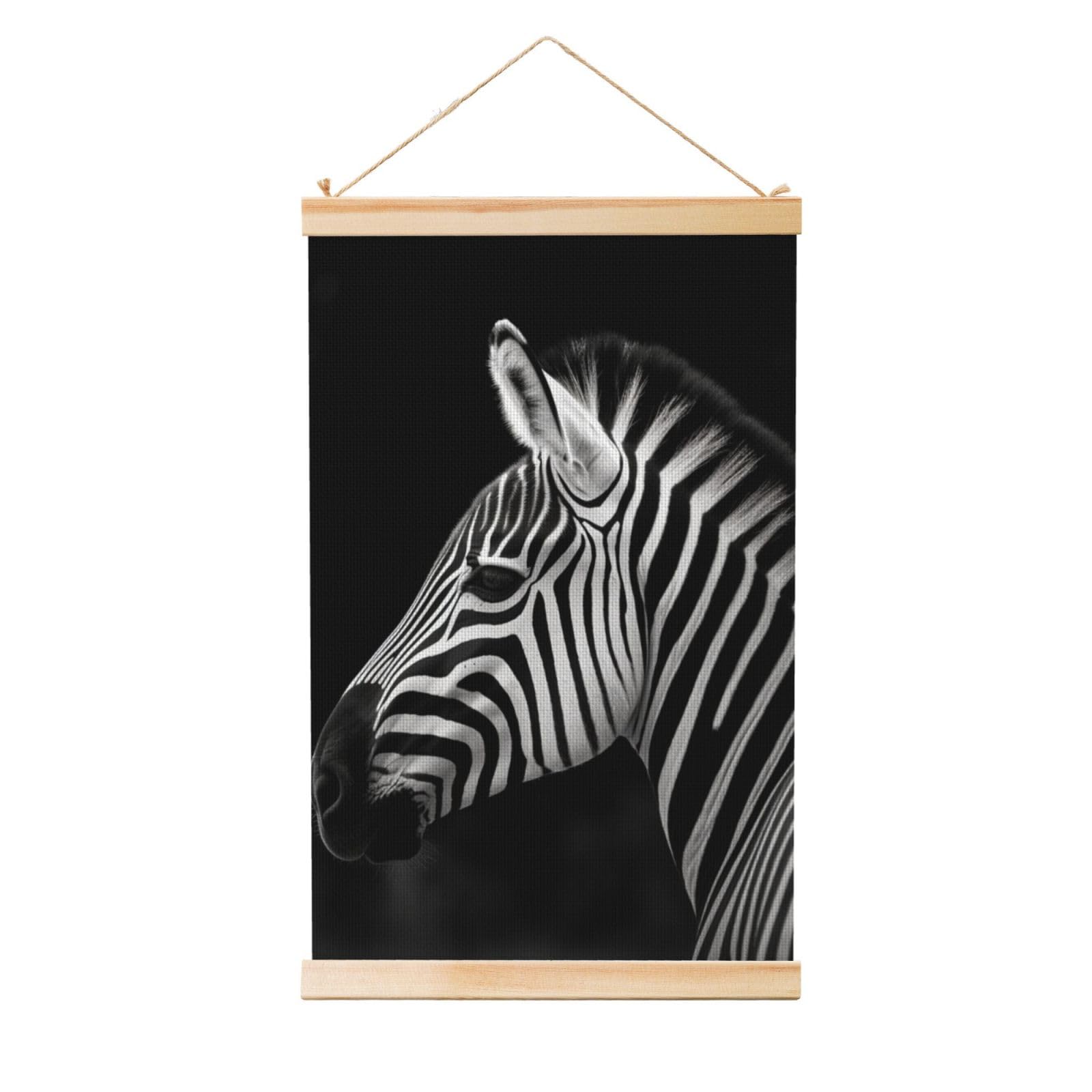 Black & White Zebra Posters Wooden Shaft Hanging Poster Canvas Prints Scroll Wall Art Painting Vintage Wall Banner Modern Artwork Decor for Home Decor Ready to Hang 20"x30"